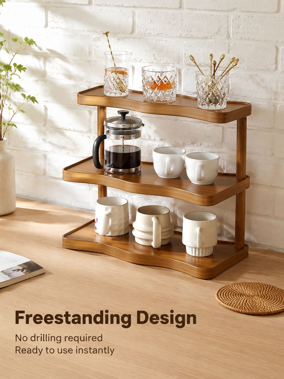 Multi-tier tea and coffee mug organizer stand