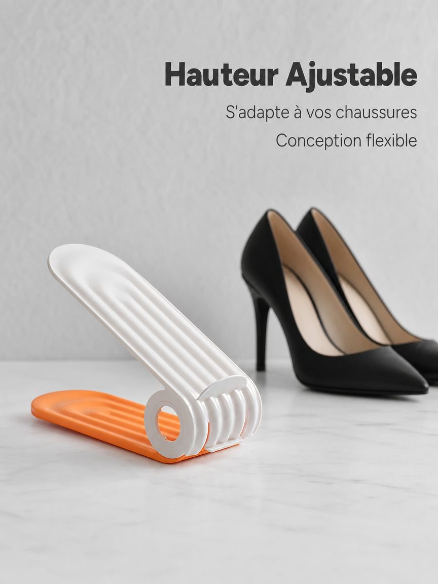 Étagère à chaussures double pliable, réglable et gain de place à plusieurs niveaux