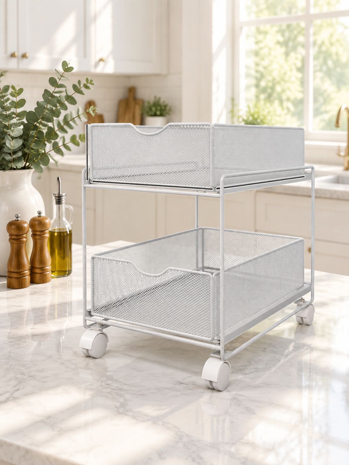 Pull-Out Kitchen Cabinet Shelf Organizer