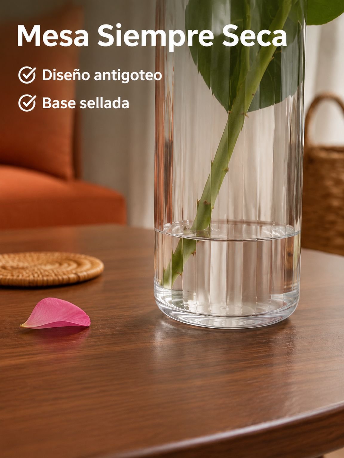 Florero de vidrio para hidroponia