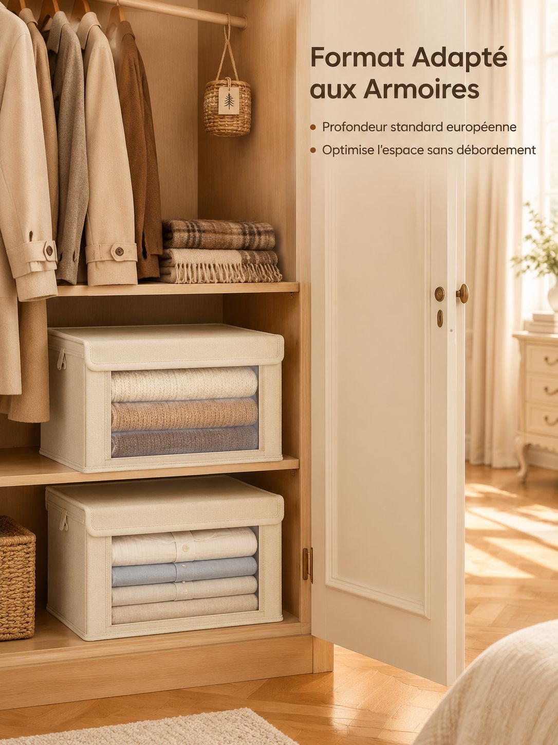 Boîte de rangement souple et résistante en tissu