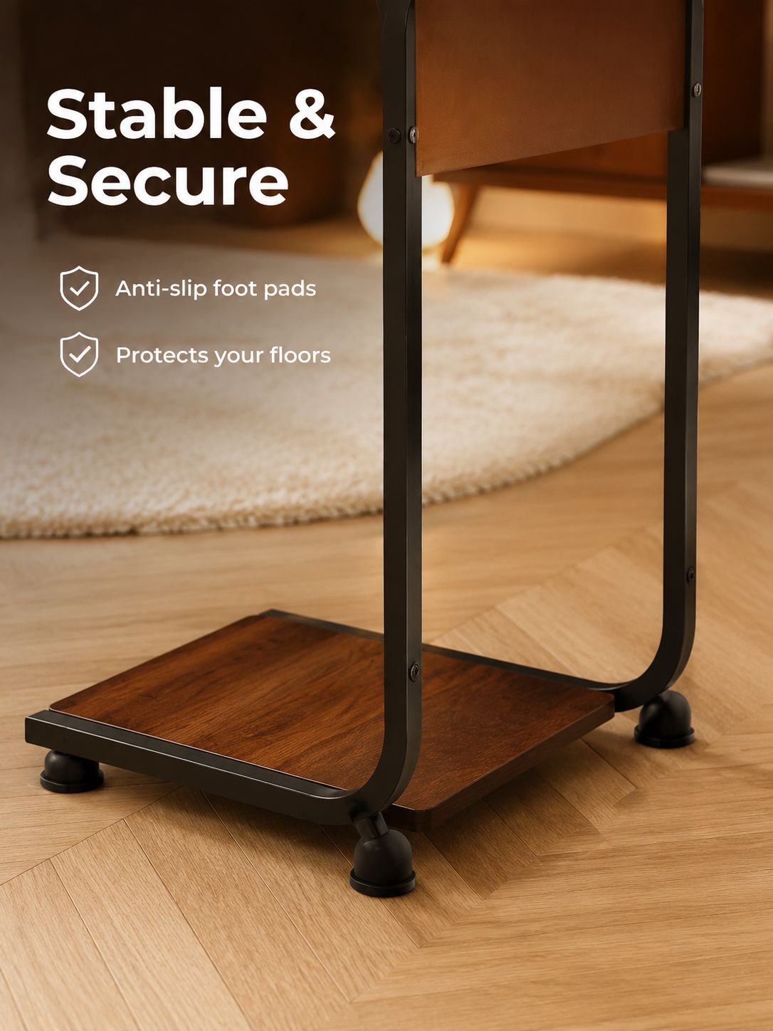 Space saving side table with versatile functionality