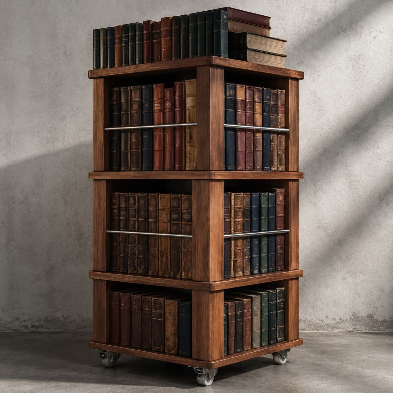 Versatile movable bookshelf for home use