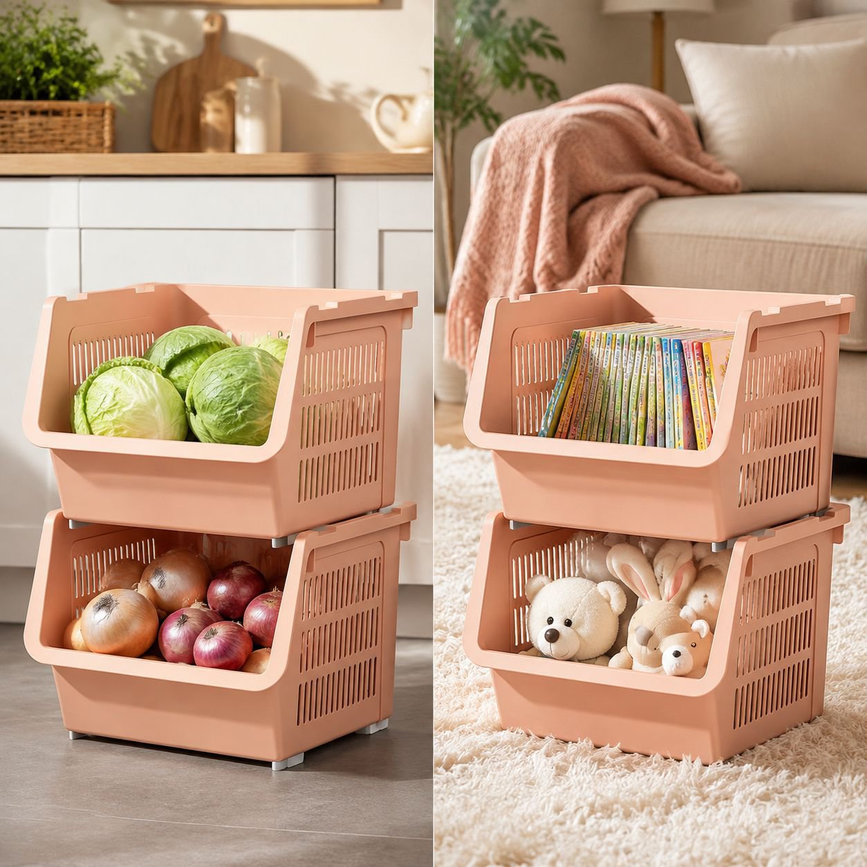 Multi-functional storage basket for toys and sundries