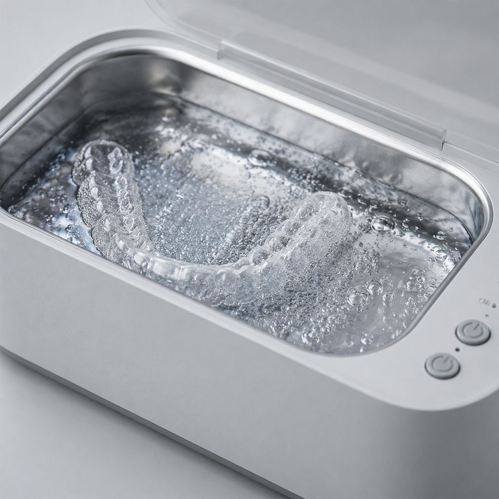 Ultrasonic contact lens cleaner for efficient lens cleaning