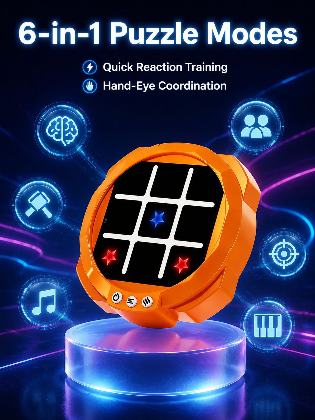 6-in-1 Smart Tic-Tac-Toe Children's Educational Toy, Parent-Child Interactive Game, Hand-Eye Coordin