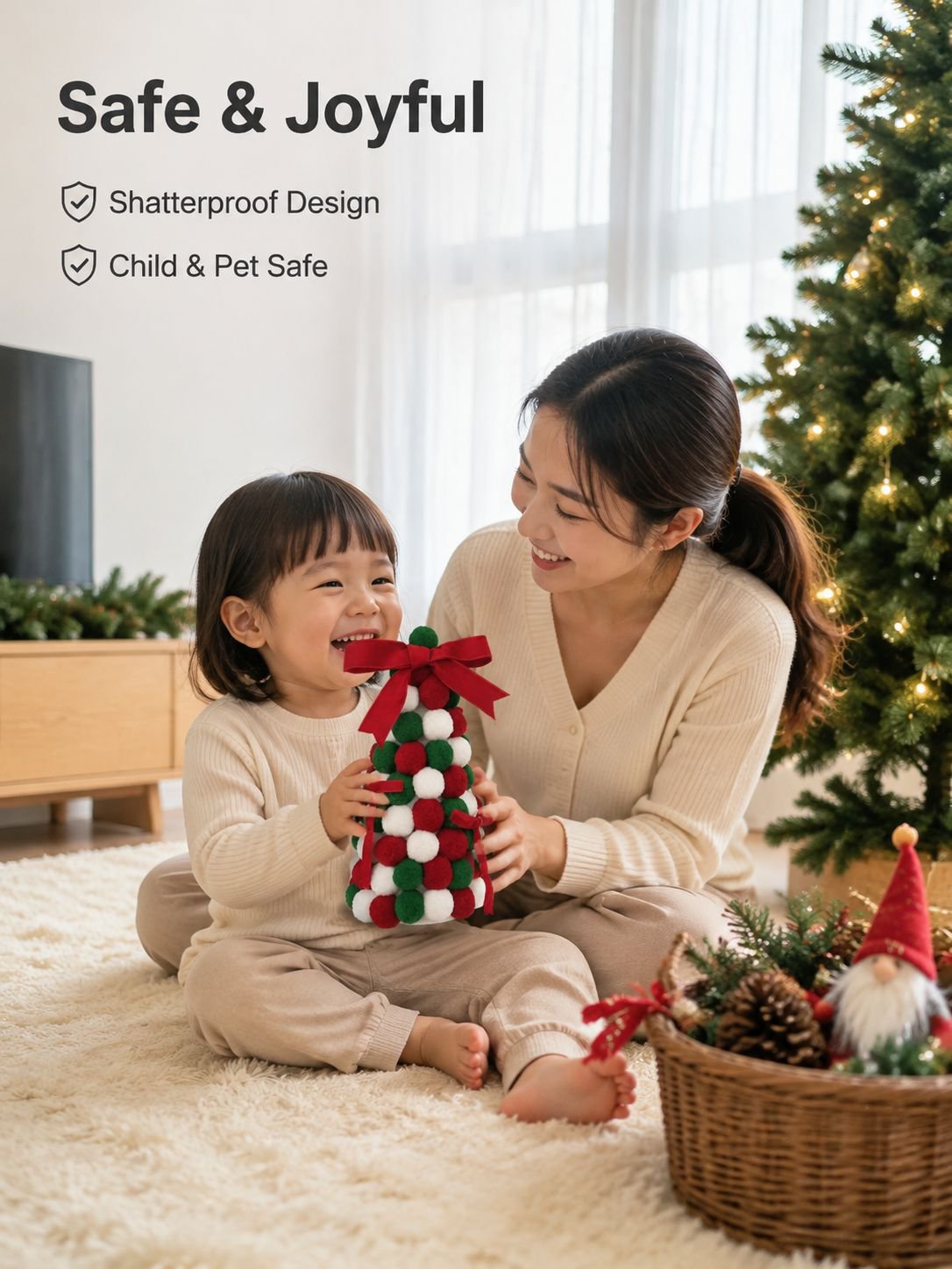Pom-pom Christmas tree decorations
