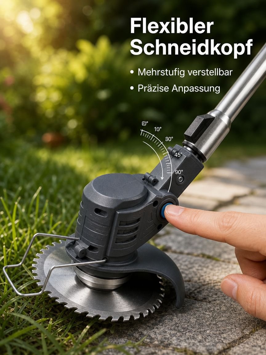 Detailansicht des Rasentrimmer-Schneidkopfs