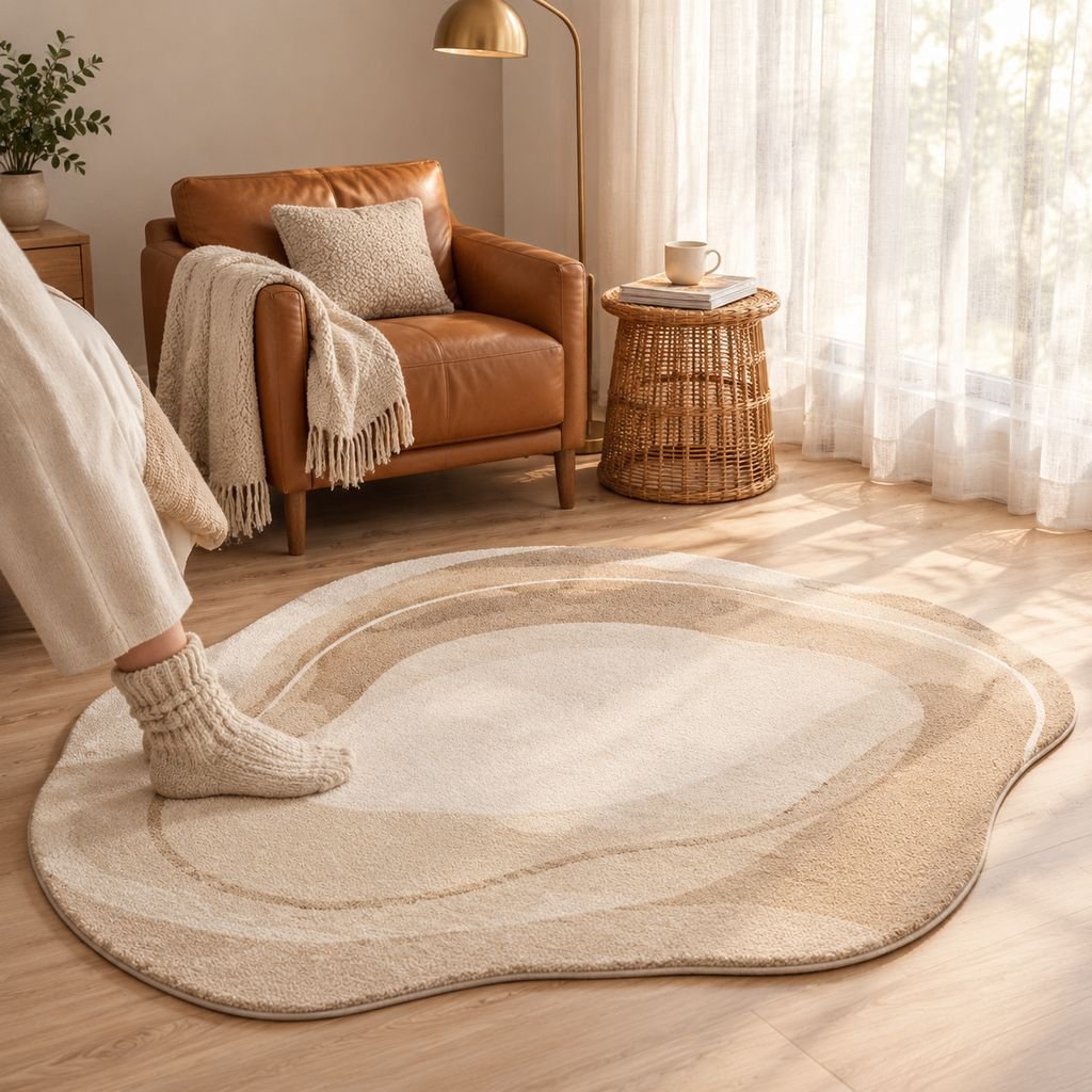 Alfombra de cachemira color crema para sala y dormitorio