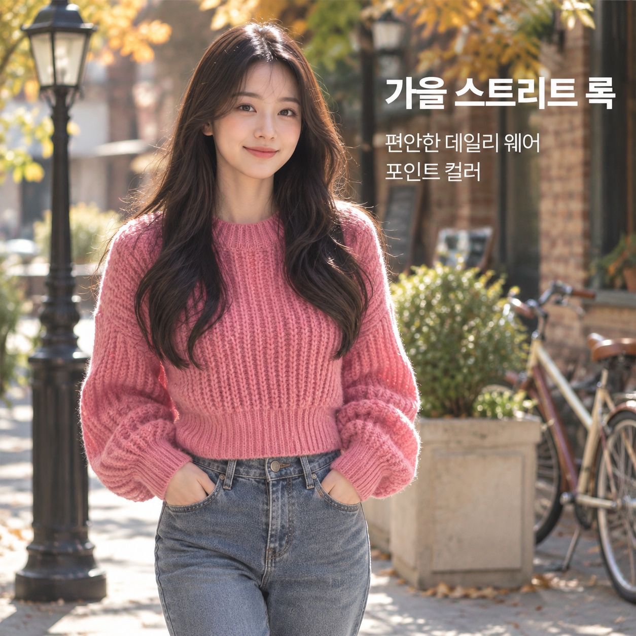 여성용 크루넥 크롭 풀오버 스웨터