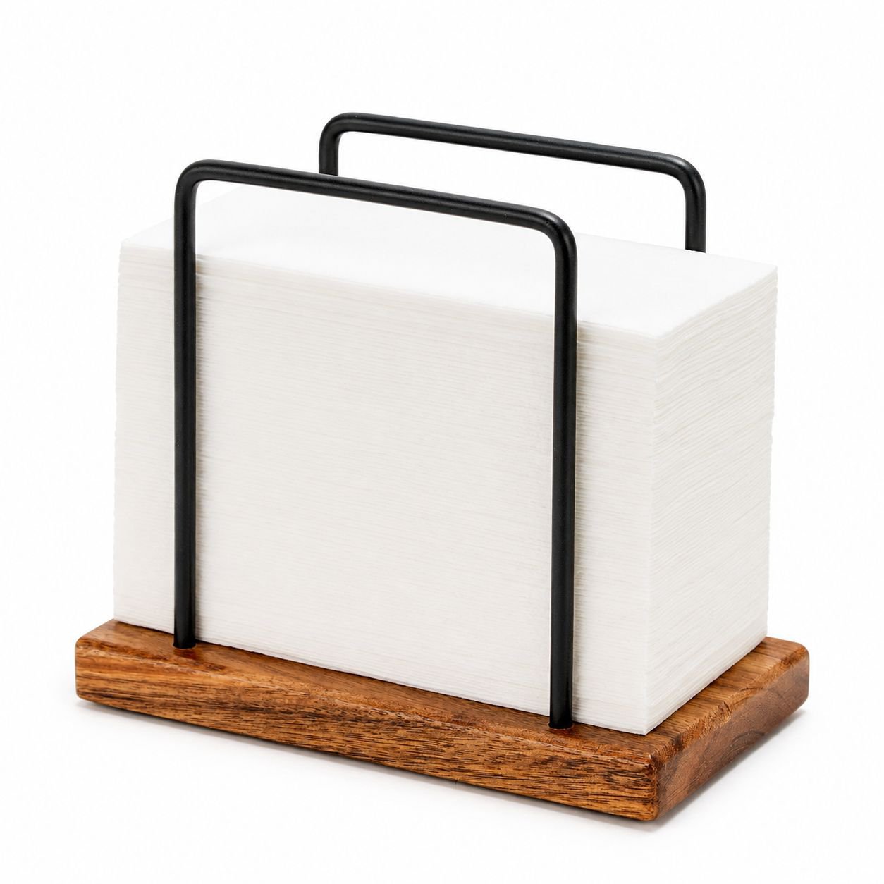 Porta servilletas vertical de madera y hierro para el hogar y restaurante