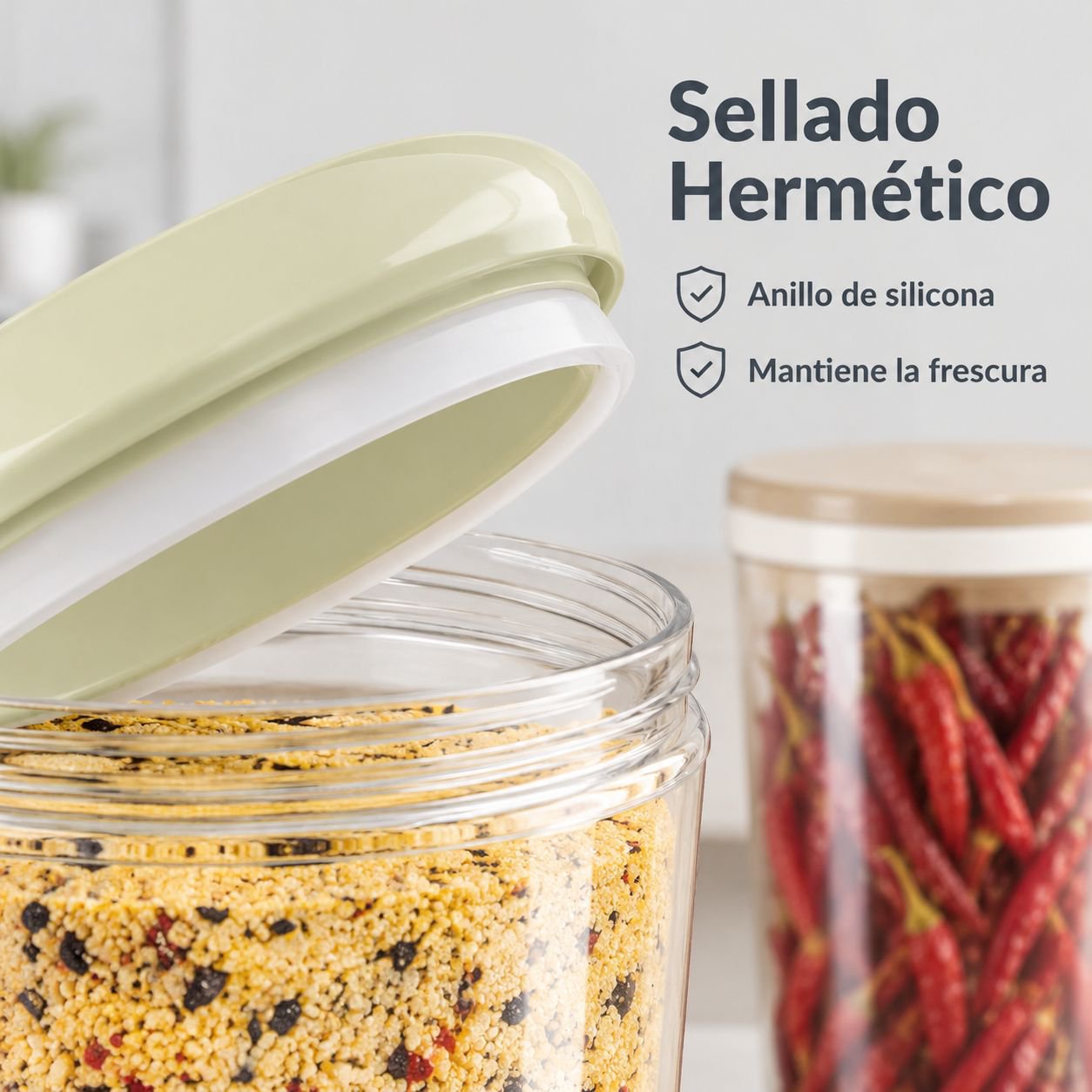 Contenedor Hermético Para Pasta Y Granos Organizador De Cocina