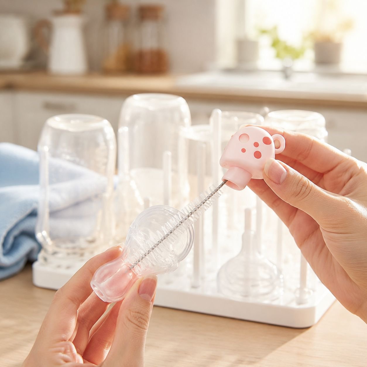 Multi-functional Heart Mug Brush Baby Bottle Straw Kitchen Cleaning Tool