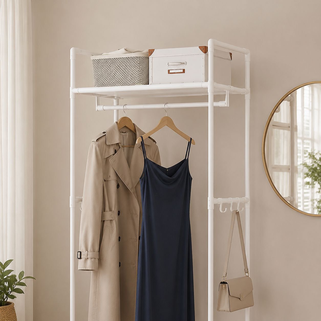 Porte-manteau de rangement moderne et minimaliste style Japon-Corée