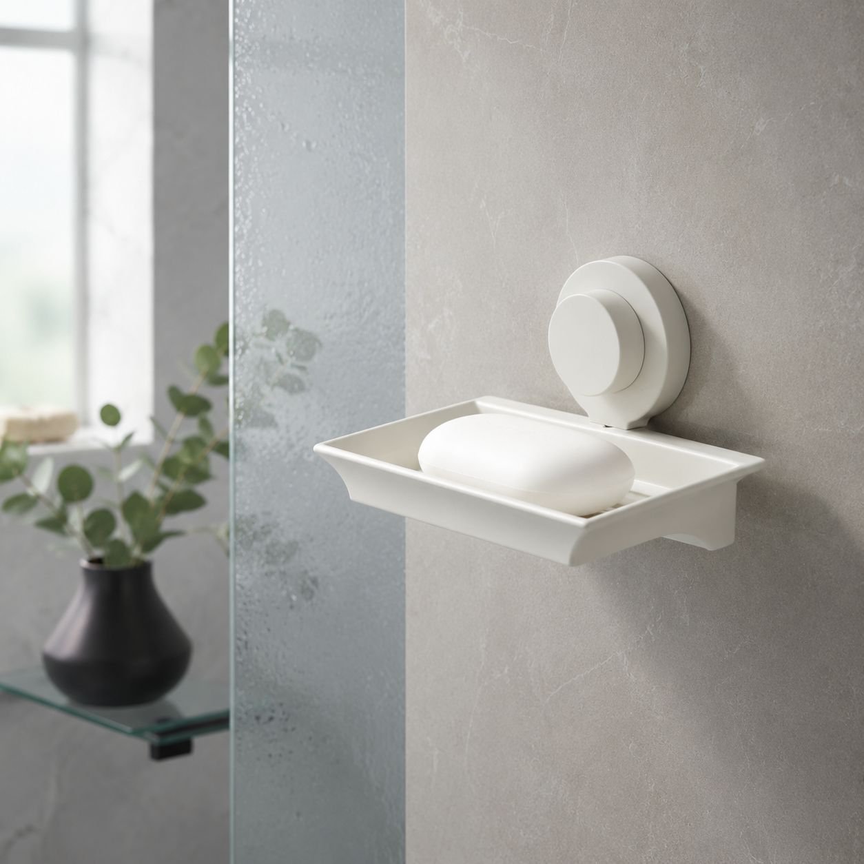 Wall-mounted Soap Dish with Suction Cup, No Drilling