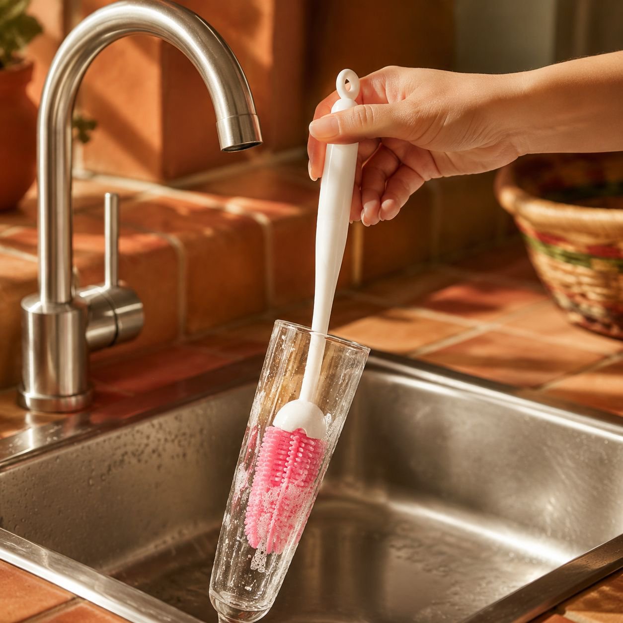 Cepillo multiusos de silicona para limpiar vasos