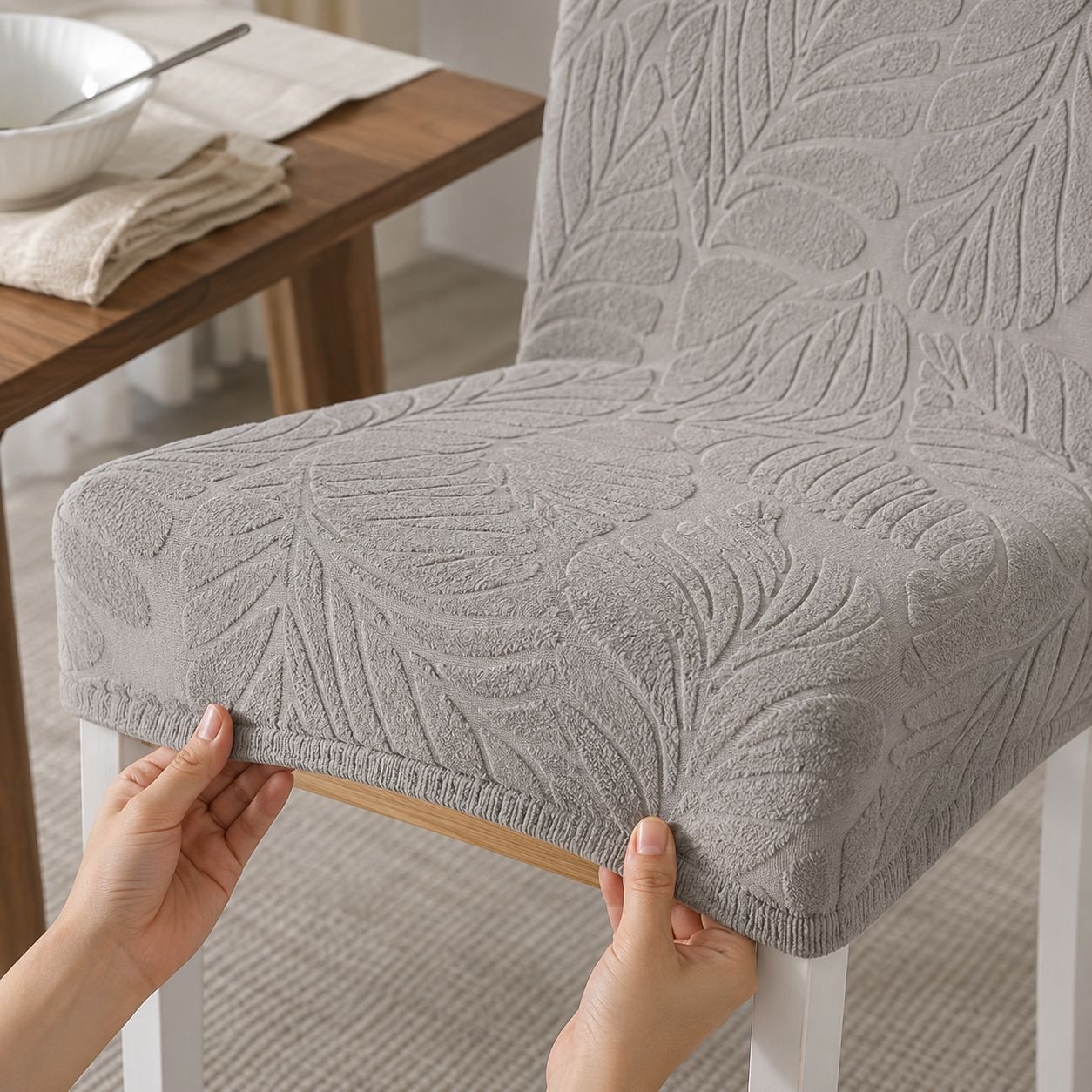 Funda de silla de comedor de alta elasticidad de jacquard