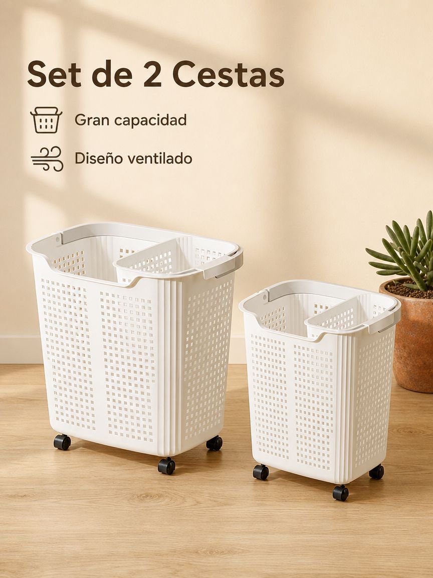 Cesta de ropa sucia de gran capacidad con ruedas