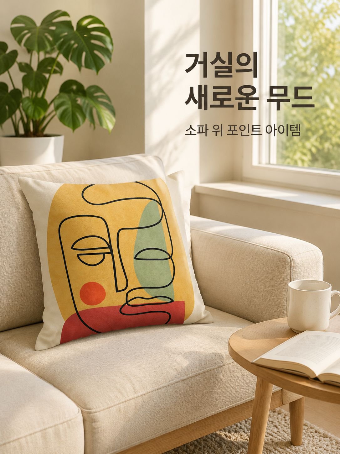 신상 추상 프린트 쿠션