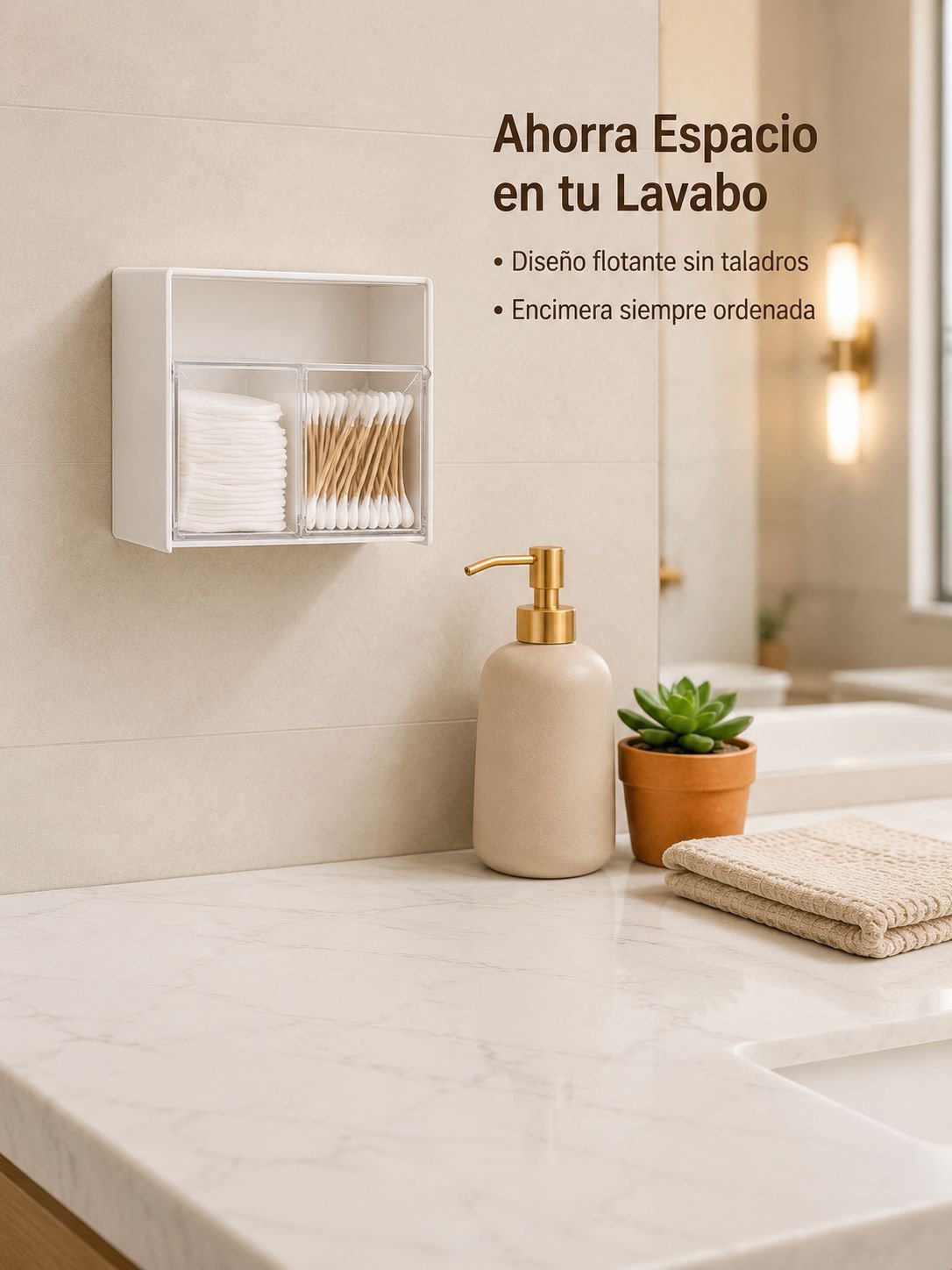 Caja organizadora de hisopos y algodones DreamHomes para pared