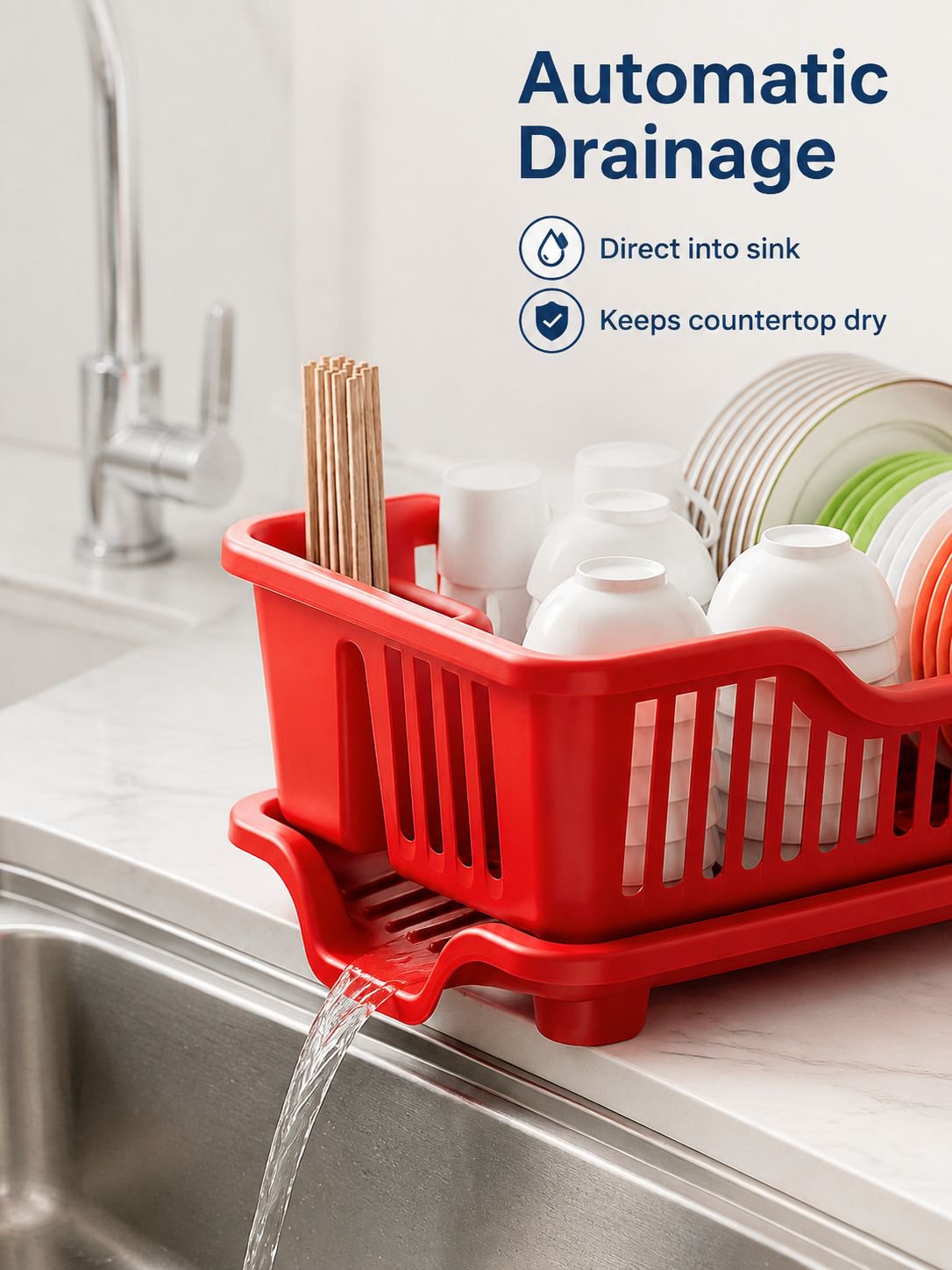Kitchen storage rack, cutlery storage box, dishes and tableware
