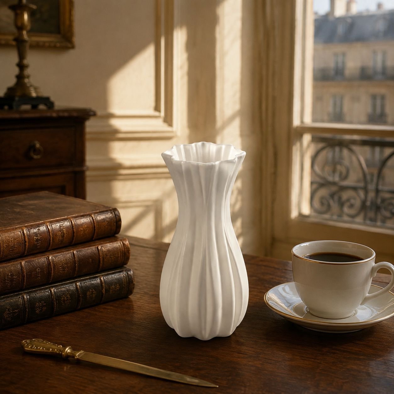 Vase en plastique style français vintage avec fleurs artificielles