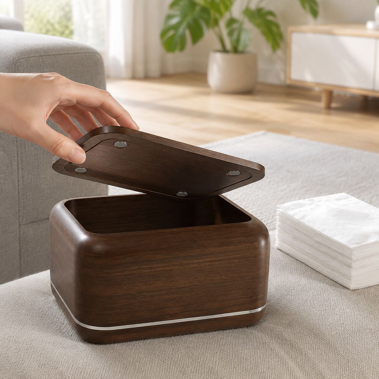 Praktische und elegante Taschentuchbox mit Magnet