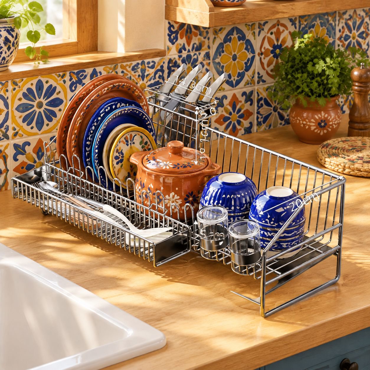 Escurridor de platos de acero inoxidable 304 de plato
