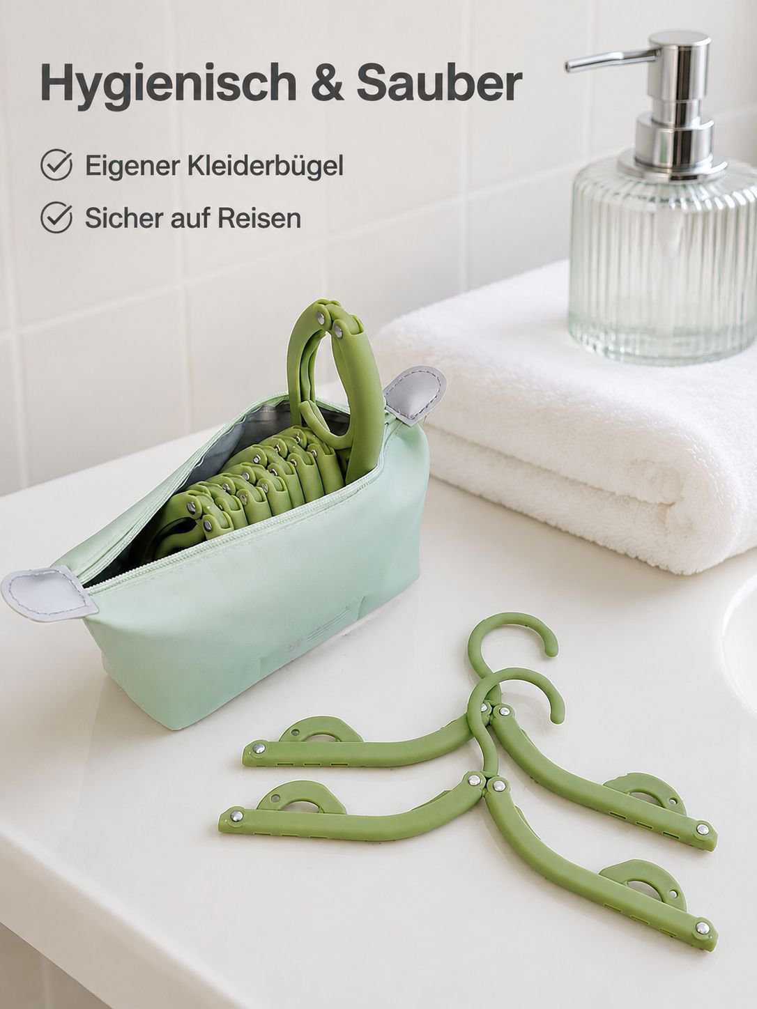 Detailansicht des multifunktionalen Reise-Kleiderbügels