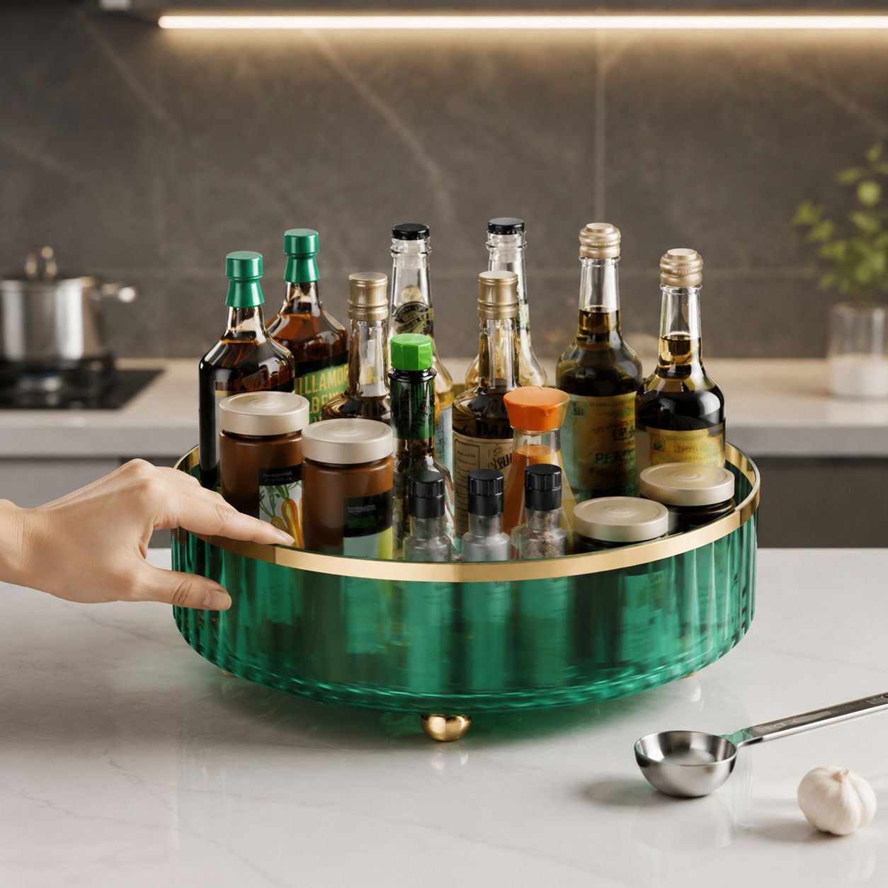 Estantería giratoria multinivel para cocina moderna y minimalista