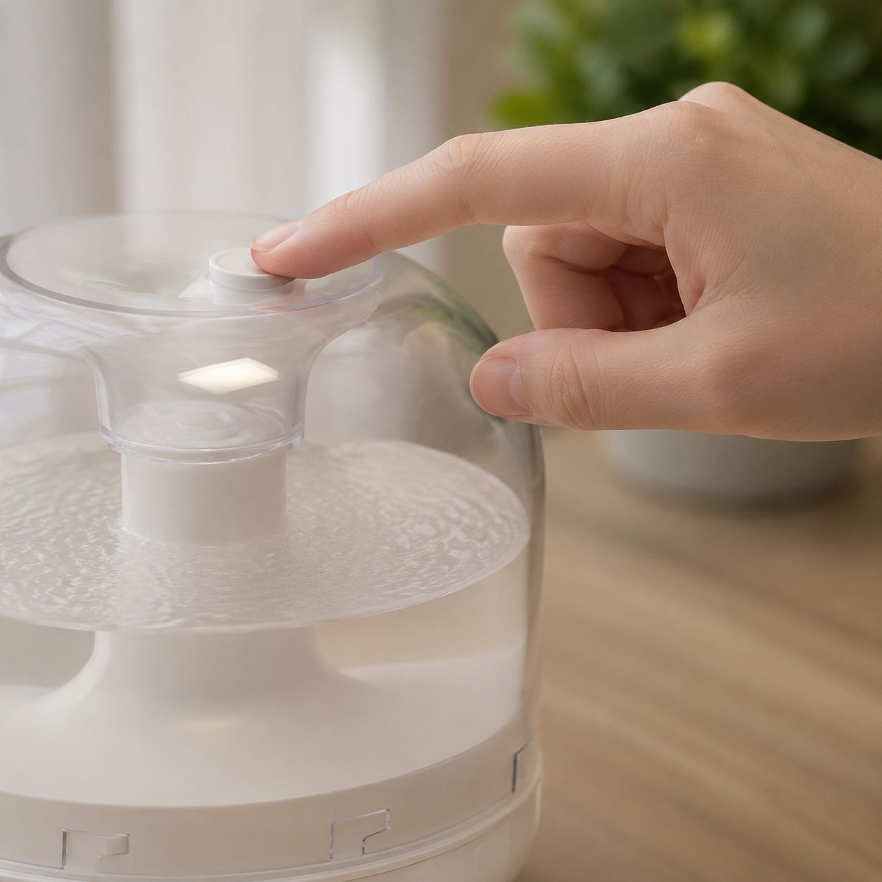 Silent bedroom humidifier with air filter