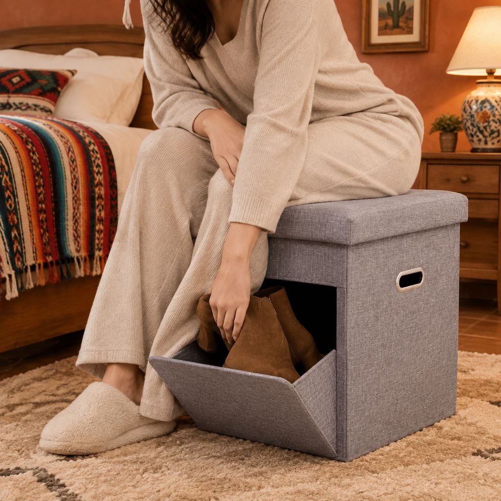 Silla plegable multifuncional con almacenamiento para botas