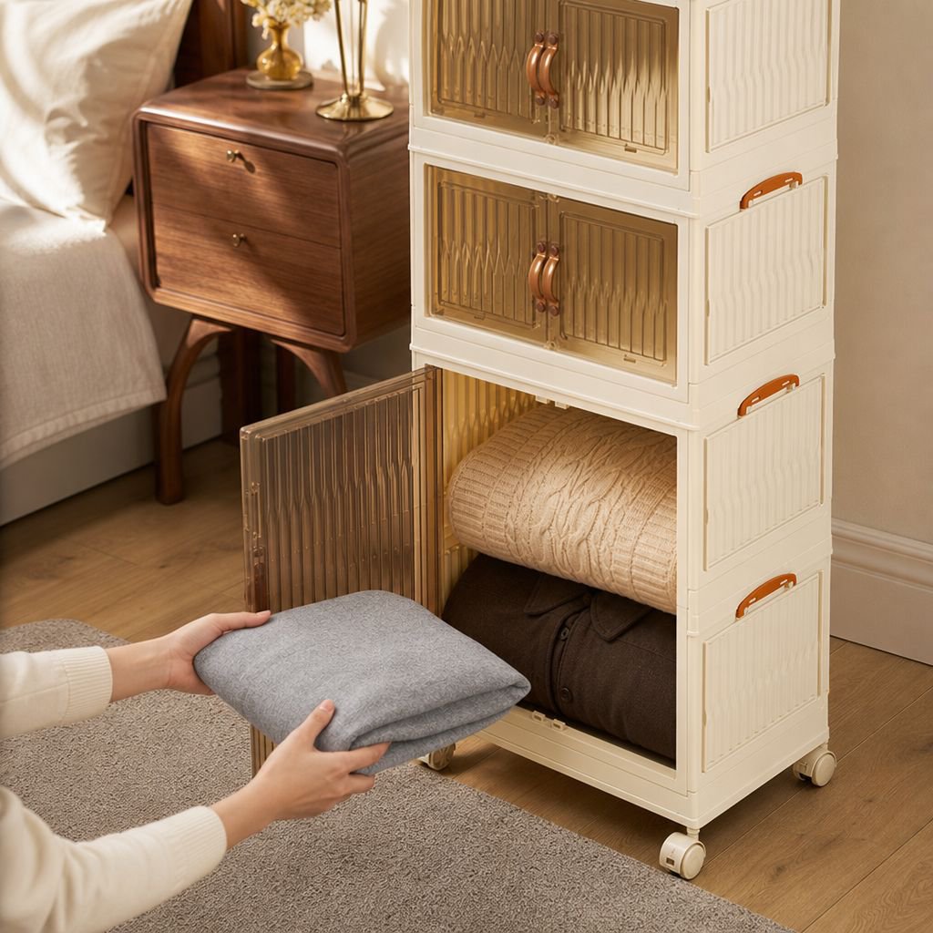Armoire de rangement pliable magnétique en plastique pour vêtements