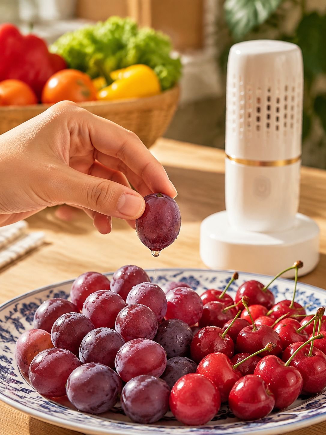 Limpiador inalámbrico para verduras y frutas en viajes