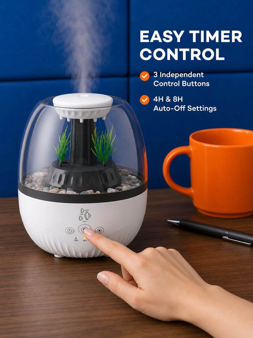Elegant essential oil diffuser with soft colorful LED lights