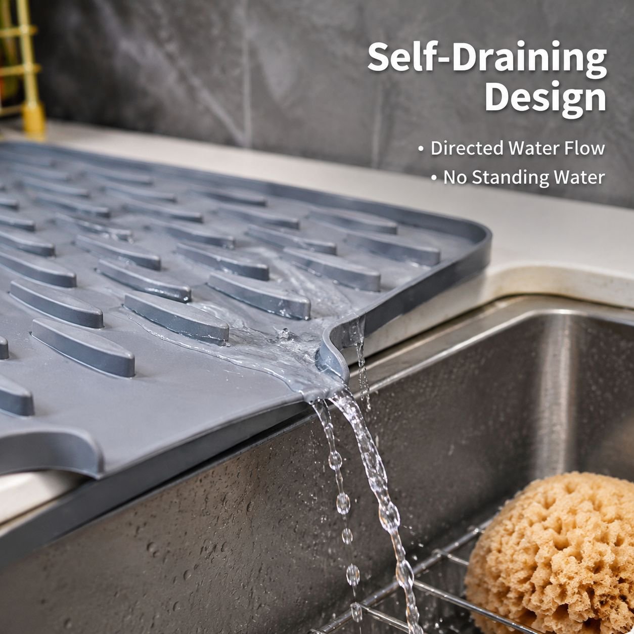 Multipurpose Kitchen Draining Mat for Dishes and Produce