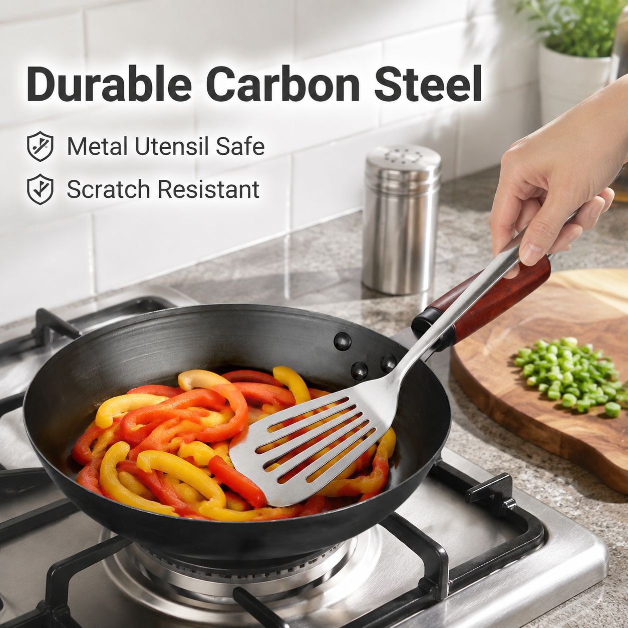 Uncoated Black Steel Household Frying Pan Multifunctional for Eggs and Pancakes
