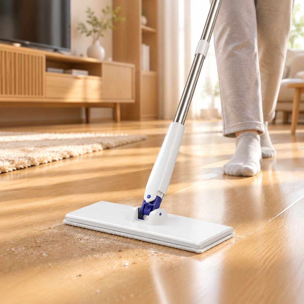 フロアワイパー 本体 1秒で着脱 ワンタッチモップ 2in1水切りワイパー 乾湿両用モップ 拭き掃除 雑巾ワイパー ベランダ 玄関 床 窓 フロア フローリング 掃除道具 使い捨てドライシート付き