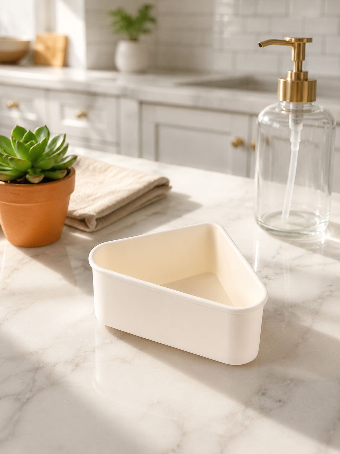 Hanging sink drain basket installed inside a kitchen sink