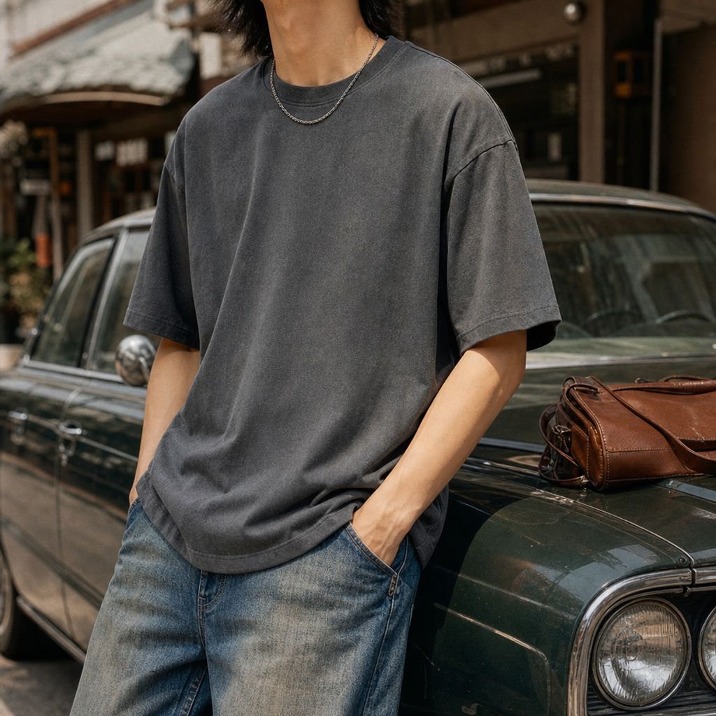 アメリカンレトロデザインのメンズ半袖Tシャツ