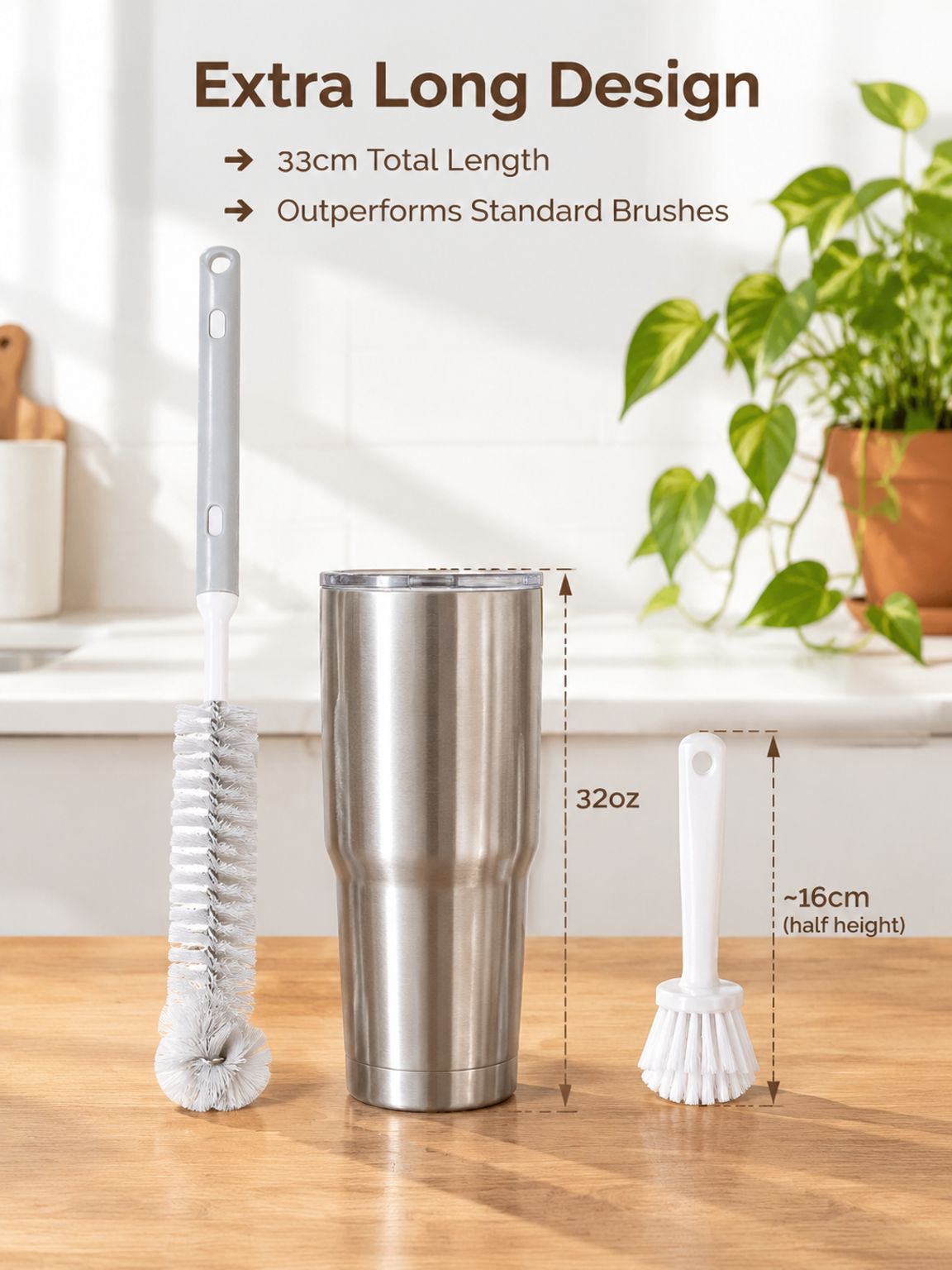 Telescopic portable cup cleaning brush