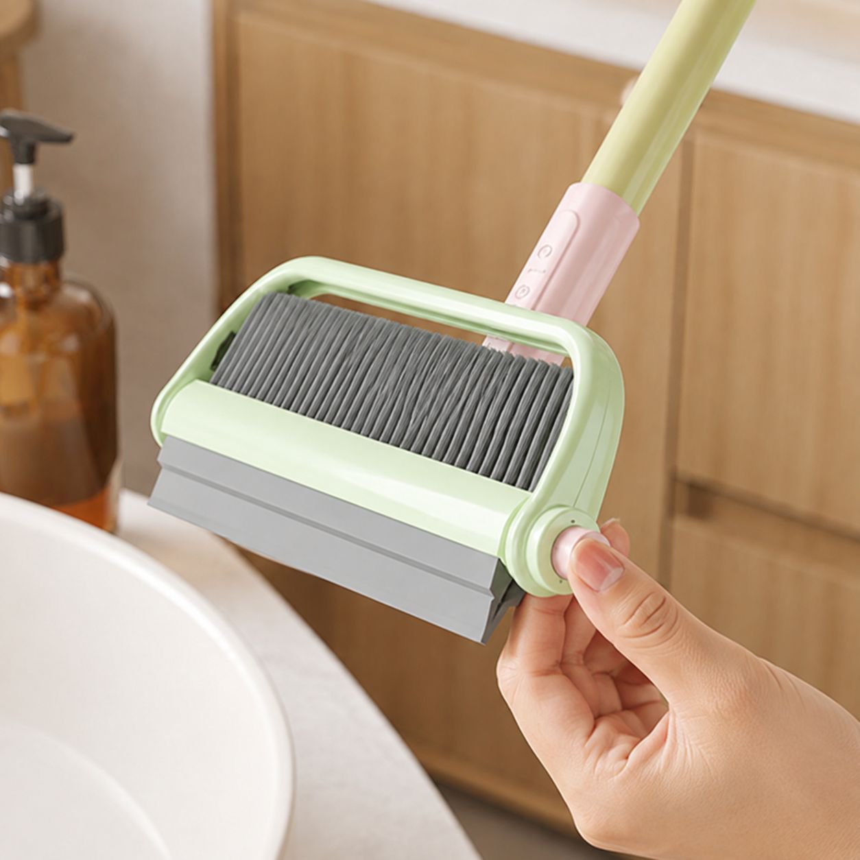 Worry-Free Dopamine Series Dual-Head Water Scraper Cleaning Brush for Bathroom and Floor