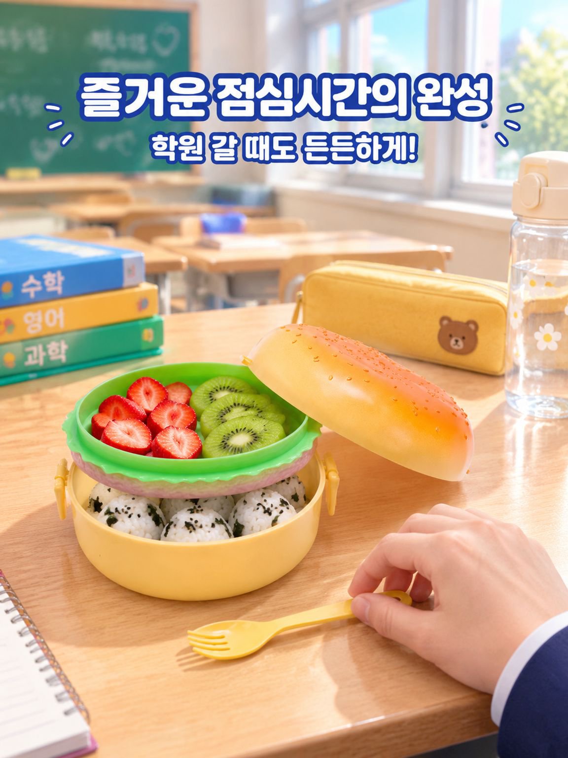 다기능 귀여운 햄버거 도시락 학생 휴대용 도시락 과일함