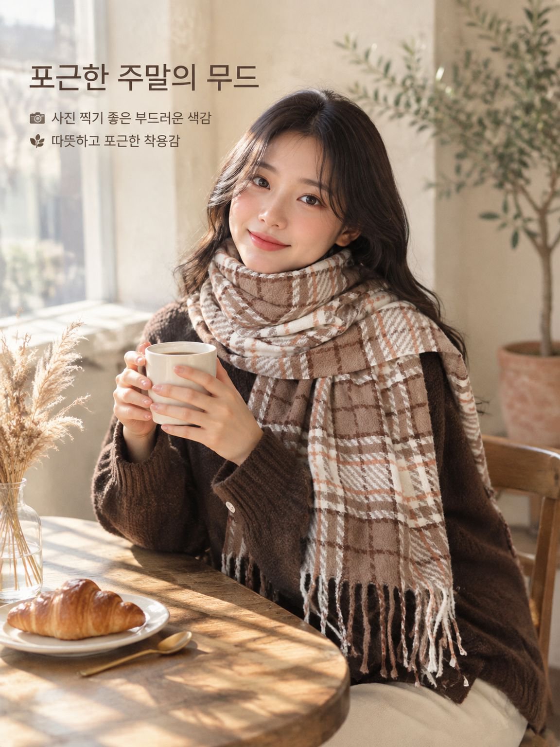 한국 스타일 두꺼운 보온 분위기감 머플러