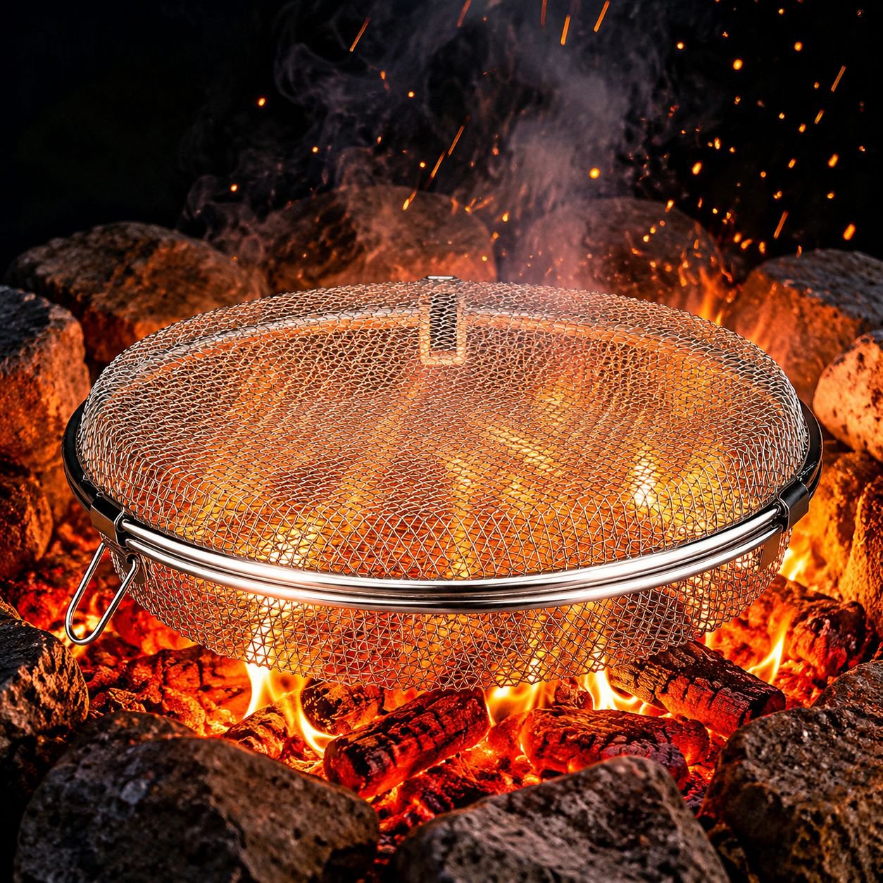 Cesto multifuncional de acero inoxidable 304 para barbacoa, horno, freidora de aire y palomitas
