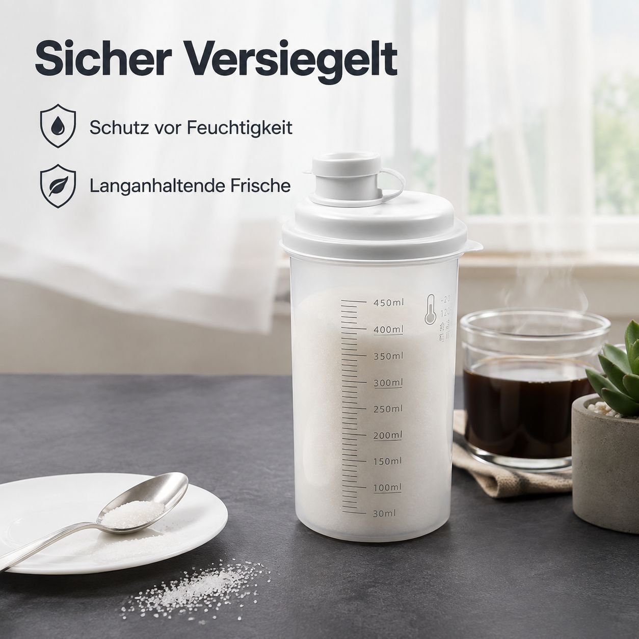 Kunststoff Vorratsdose Luftdicht Lebensmittelqualität Behälter für Zucker Küche