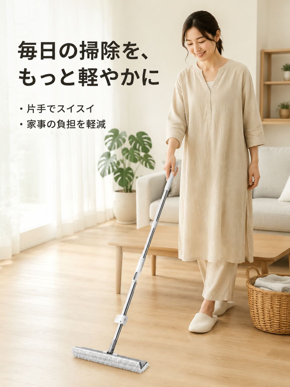 ハンズフリー三角形両面フラットモップクロス 特大サイズ 乾湿両用 家庭用掃除用