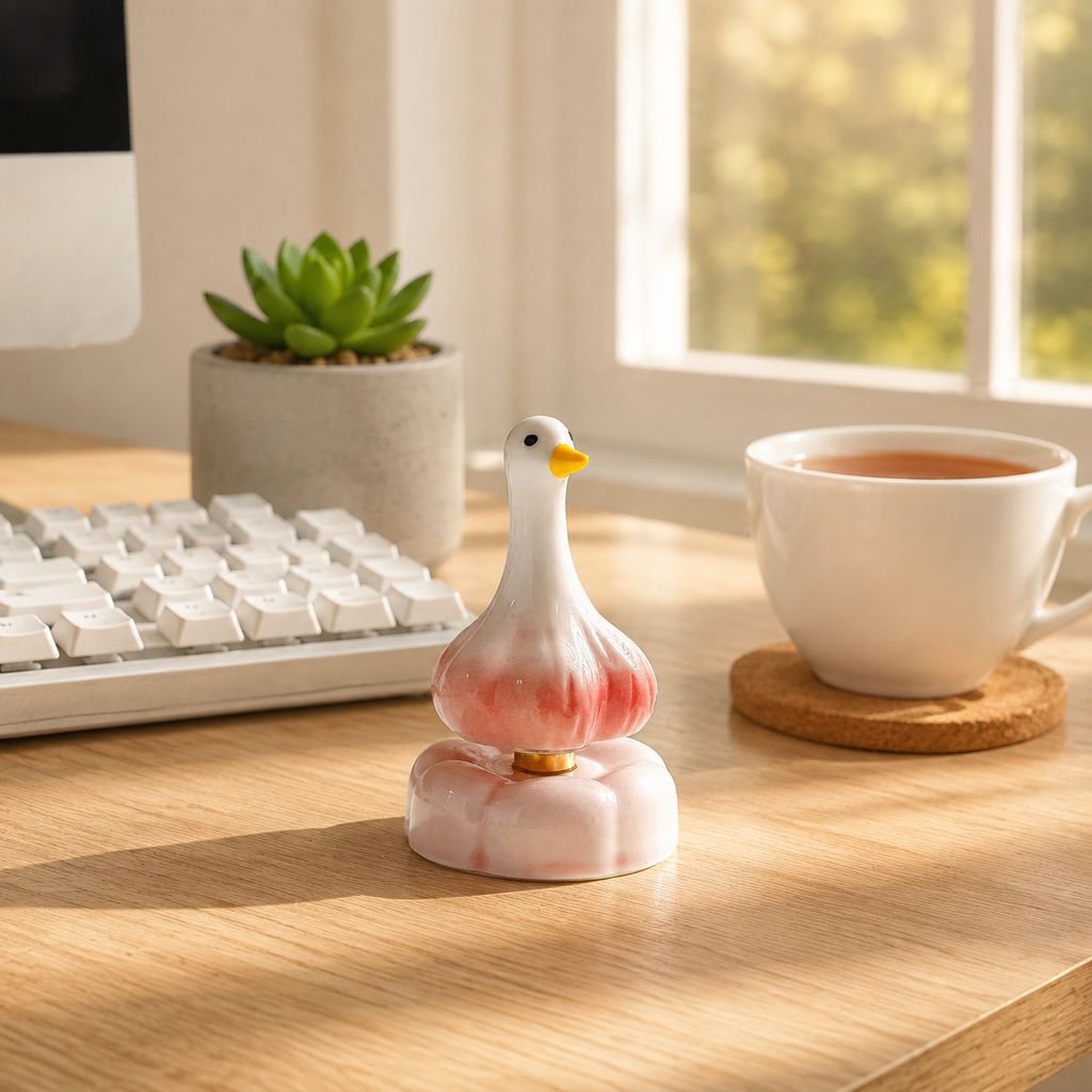 Ceramic Garlic Duck Rotating Ornament, Desktop, Office/Car Display