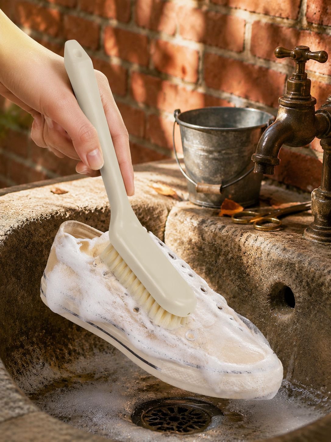 Ergonomic long handle brush for easy cleaning