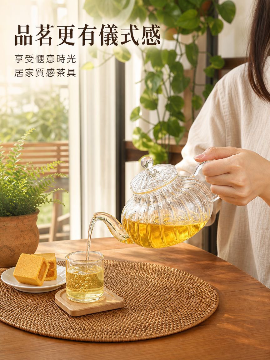 耐熱玻璃南瓜花茶壺